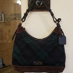 Dooney & Bourke Tartan Plaid and Suede Bag